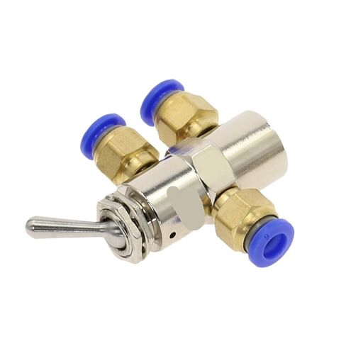 Cylindrical Air Pneumatic Mechanical Valve TAC2-4V Exhaust Valve 2 Position 5 Way Self-Locking Toggles Switch w Fiittings(TAC2-4V) in Kuwait