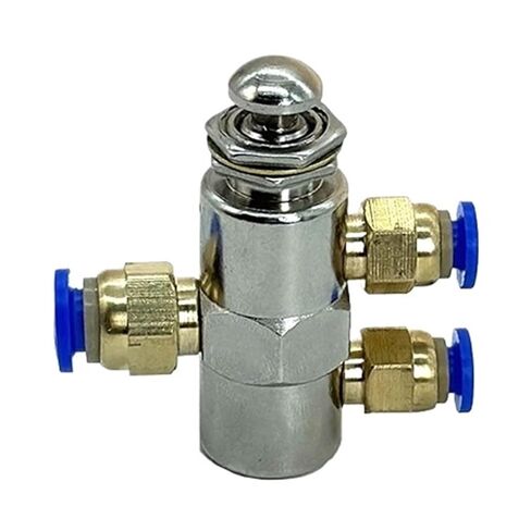 Cylinder Pneumatic Mechanical Valve 2 Position 5 Way Air Exhaust M5 Thread Push Button Switch TV-4P w Fiittings(TAC2-4P-PC6MM) in Kuwait