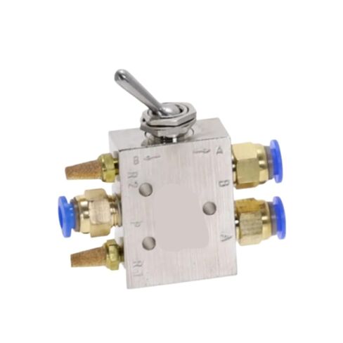 Silver Tone 1/8"BSP Air Pneumatic 2 Position 5 Way Toggle Shut Off Switch Knob Hand Mechanical Valve(No Fittings) in Kuwait