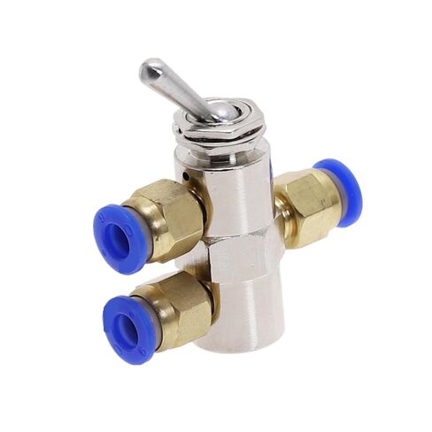 TAC2-4V Exhaust Valve 2 Position 5 Way Toggles Cylindrical Mechanical Air Pneumatic Valve Switch w Fiittings(with 6mm Fitting) in Kuwait