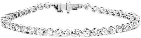 The Diamond Deal 1.00 to 16.00 Carat Round Lab-Grown Diamond 3-Prong Classic Tennis Bracelet 7 Inch in 14k Yellow, White or Rose Gold With Box Lock Closure in Kuwait