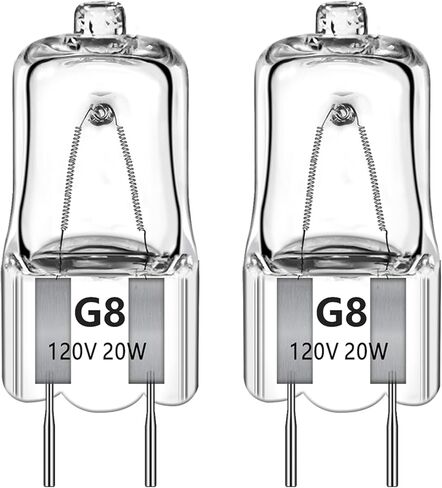 لمبة هالوجين G8 20 وات 120 فولت، أبيض دافئ 2700 ك، لمبة G8 قابلة للتعتيم لميكروويف GE تحت الخزانة وأضواء المطبخ وغطاء المطبخ وأضواء المناظر الطبيعية، عبوتان in Kuwait