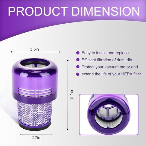 مناسبة لملحقات دايسون V15/V11/SV14 مكنسة كهربائية لاسلكية محمولة باللون الأرجواني مكنسة كهربائية عنصر مرشح شبكة مرشح in Kuwait