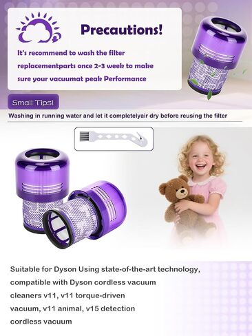 مناسبة لملحقات دايسون V15/V11/SV14 مكنسة كهربائية لاسلكية محمولة باللون الأرجواني مكنسة كهربائية عنصر مرشح شبكة مرشح in Kuwait