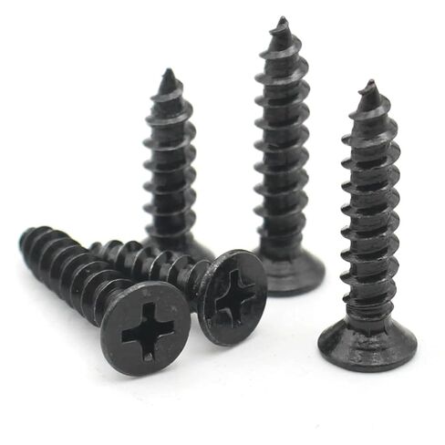 أسود الكربون الصلب M1.5 M1.6 M1.7 3/3.5/4/5-16 الصليب غاطسة مسمار برأس مسطح 100 قطعة (7 مللي متر ، M1.5 (100 قطعة)) in Kuwait