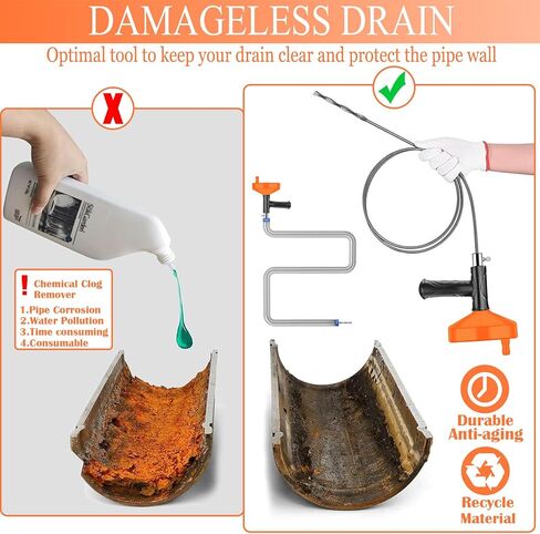33 Ft Drain Snake Auger, Heavy Duty Plumbing Snake for Sink, Tub, and Shower, Clog Remover Drain Cleaner Tool with Gloves in Saudi Arabia