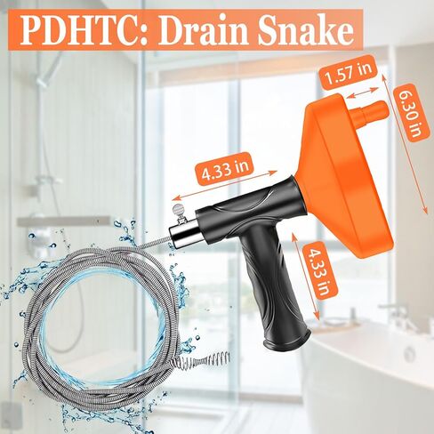 33 قدم استنزاف ثعبان اوجير، ثعبان السباكة الثقيلة للحوض والحوض والدش، أداة تنظيف الصرف مزيل السداد مع قفازات in Kuwait