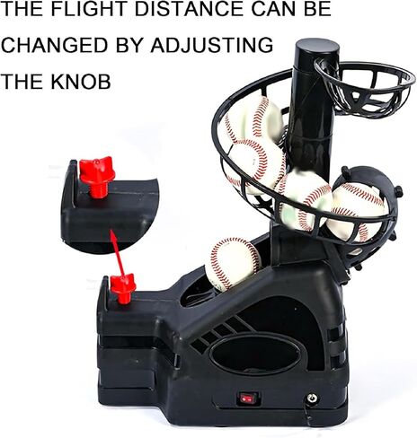 آلة إطلاق كرات البيسبول والتنس 2 في 1، آلة رمي كرة البيسبول المحمولة للتنس، مسافة طيران قابلة للتعديل، تعمل بالبطارية أو محول تيار متردد (الجهاز فقط) in Kuwait