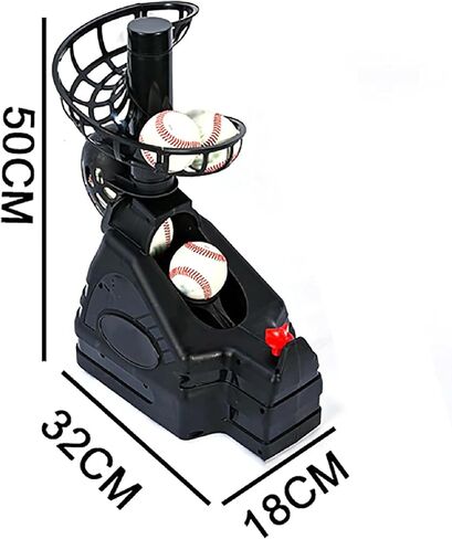 آلة إطلاق كرات البيسبول والتنس 2 في 1، آلة رمي كرة البيسبول المحمولة للتنس، مسافة طيران قابلة للتعديل، تعمل بالبطارية أو محول تيار متردد (الجهاز فقط) in Kuwait
