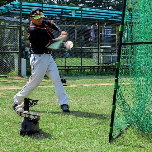 آلة إطلاق كرات البيسبول والتنس 2 في 1، آلة رمي كرة البيسبول المحمولة للتنس، مسافة طيران قابلة للتعديل، تعمل بالبطارية أو محول تيار متردد (الجهاز فقط) in Kuwait