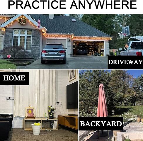 آلة إطلاق كرات البيسبول والتنس 2 في 1، آلة رمي كرة البيسبول المحمولة للتنس، مسافة طيران قابلة للتعديل، تعمل بالبطارية أو محول تيار متردد (الجهاز فقط) in Kuwait