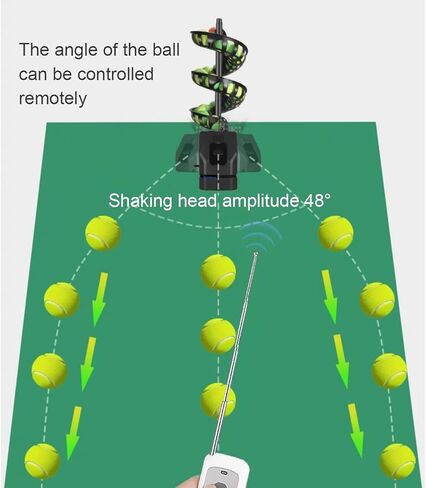Portable Tennis Serving Machine with Remote Control, Handheld Ball Launcher, 33-Ball Capacity, 48° Adjustable Head, Ideal for All Ages & Skill Levels, Perfect for Solo Training in Saudi Arabia