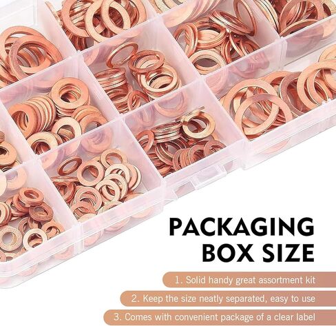 wzp 200pcs النحاس غسالات متري ختم مجموعة متنوعة، 9 أحجام شقة حلقة النفط استنزاف المكونات سحق غسالة طوقا ختم مجموعة متنوعة، M5 M6 M8 M10 M12 M14 سحق غسالات لسيارة دراجة نارية in Saudi Arabia