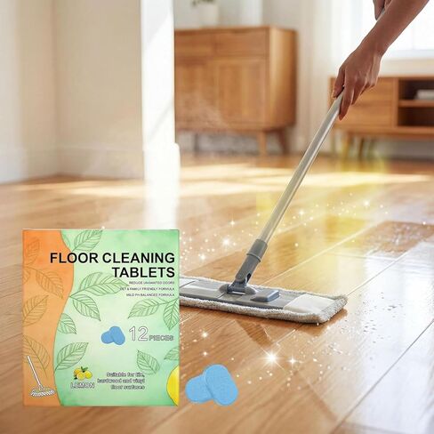 24PCS Floor Cleaner Tablets Hard Floor Cleaner Tablets,Powerful Floor Cleaner Cleaning Solution for Tile, Vinyl, Hardwood,Compatible with Robot Mops & Wet/Dry Vacuums, Lemon Scented in Saudi Arabia