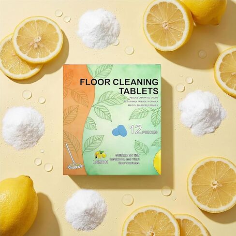 24PCS Floor Cleaner Tablets Hard Floor Cleaner Tablets,Powerful Floor Cleaner Cleaning Solution for Tile, Vinyl, Hardwood,Compatible with Robot Mops & Wet/Dry Vacuums, Lemon Scented in Saudi Arabia
