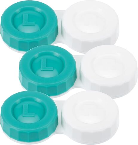 SPORTS WORLD VISION Green & White Contact Lens Case | Flat Screw Top Contact Lens Cases Box | Portable Travel Contact Lens Solution Holder | L & R Marked on Lenses Solution Case Top | Pack of 3 in Saudi Arabia