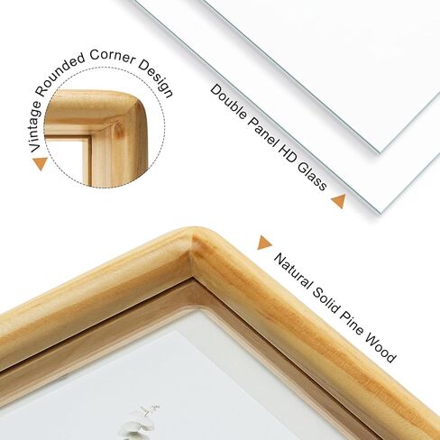 5x7 Floating Picture Frame Collage, Solid Pine Wood with Double Sided Real Glass, Fits Two 5x7 Photos or Use as One 8x12 Picture Frame, Wall Hanging or Tabletop Free-Standing Display, Nature in Saudi Arabia