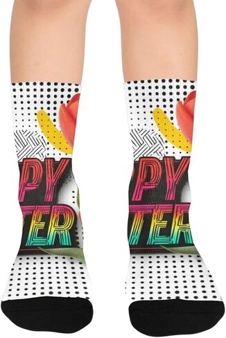 جوارب Pop Art لعيد الفصح للمشي لمسافات طويلة - جوارب شتوية حرارية سميكة دافئة للأطفال الصغار للأولاد والبنات للمدرسة، والارتداء اليومي والأنشطة الخارجية in Kuwait