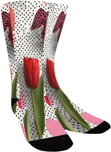 جوارب المشي لمسافات طويلة بتصميم توليب أحمر - جوارب شتوية حرارية سميكة دافئة للأطفال الصغار للأولاد والبنات للمدرسة، والارتداء اليومي والأنشطة الخارجية in Kuwait