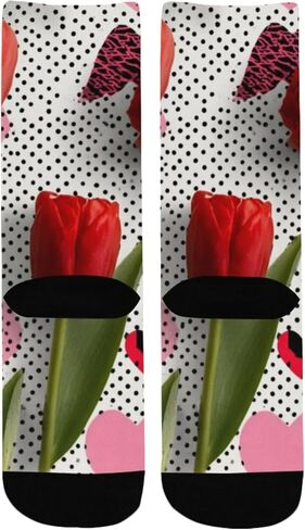 جوارب المشي لمسافات طويلة بتصميم توليب أحمر - جوارب شتوية حرارية سميكة دافئة للأطفال الصغار للأولاد والبنات للمدرسة، والارتداء اليومي والأنشطة الخارجية in Kuwait