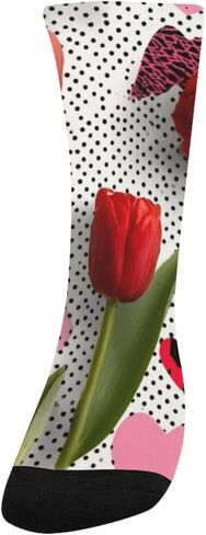 جوارب المشي لمسافات طويلة بتصميم توليب أحمر - جوارب شتوية حرارية سميكة دافئة للأطفال الصغار للأولاد والبنات للمدرسة، والارتداء اليومي والأنشطة الخارجية in Kuwait