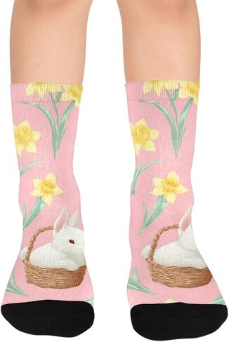 جوارب المشي لمسافات طويلة على شكل أرنب وردي فاتح لعيد الفصح - جوارب شتوية حرارية سميكة دافئة للأولاد والبنات الصغار للمدرسة، والارتداء اليومي والأنشطة الخارجية in Kuwait