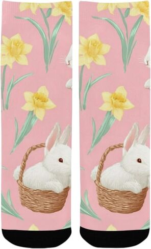 جوارب المشي لمسافات طويلة على شكل أرنب وردي فاتح لعيد الفصح - جوارب شتوية حرارية سميكة دافئة للأولاد والبنات الصغار للمدرسة، والارتداء اليومي والأنشطة الخارجية in Kuwait