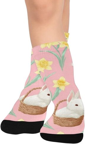 جوارب المشي لمسافات طويلة على شكل أرنب وردي فاتح لعيد الفصح - جوارب شتوية حرارية سميكة دافئة للأولاد والبنات الصغار للمدرسة، والارتداء اليومي والأنشطة الخارجية in Kuwait
