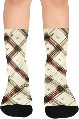 Plaid Star Motif Ink Hiking Socks - Toddler Boys & Girls Warm Thick Thermal Winter Crew Socks for School, Daily Wear & Outdoor Activities in Saudi Arabia