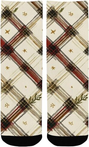 Plaid Star Motif Ink Hiking Socks - Toddler Boys & Girls Warm Thick Thermal Winter Crew Socks for School, Daily Wear & Outdoor Activities in Saudi Arabia