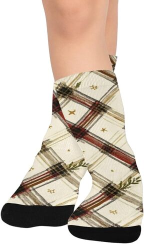 Plaid Star Motif Ink Hiking Socks - Toddler Boys & Girls Warm Thick Thermal Winter Crew Socks for School, Daily Wear & Outdoor Activities in Saudi Arabia