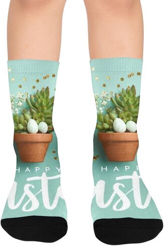 Succulent Easter Bloom Green Hiking Socks - Toddler Boys & Girls Warm Thick Thermal Winter Crew Socks for School, Daily Wear & Outdoor Activities in Saudi Arabia