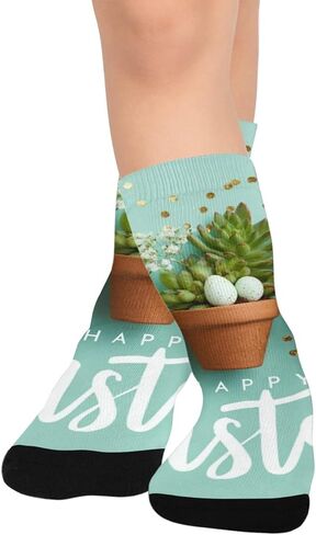 Succulent Easter Bloom Green Hiking Socks - Toddler Boys & Girls Warm Thick Thermal Winter Crew Socks for School, Daily Wear & Outdoor Activities in Saudi Arabia