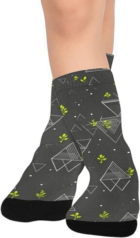 جوارب رمادية للمشي لمسافات طويلة بتصميم زهور هندسية - جوارب شتوية حرارية سميكة دافئة للأولاد والبنات للمدرسة، والارتداء اليومي والأنشطة الخارجية in Kuwait