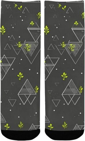 جوارب رمادية للمشي لمسافات طويلة بتصميم زهور هندسية - جوارب شتوية حرارية سميكة دافئة للأولاد والبنات للمدرسة، والارتداء اليومي والأنشطة الخارجية in Kuwait