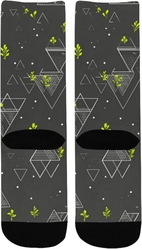 جوارب رمادية للمشي لمسافات طويلة بتصميم زهور هندسية - جوارب شتوية حرارية سميكة دافئة للأولاد والبنات للمدرسة، والارتداء اليومي والأنشطة الخارجية in Kuwait