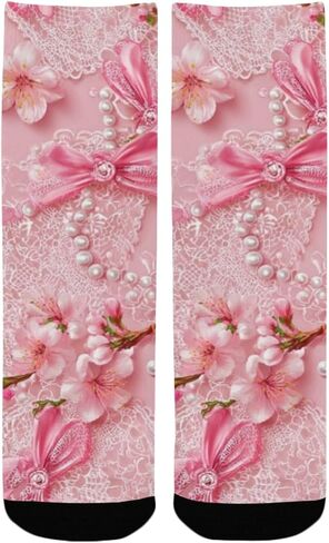 Lace Cherry Blossom Hiking Socks - Toddler Boys & Girls Warm Thick Thermal Winter Crew Socks for School, Daily Wear & Outdoor Activities in Saudi Arabia