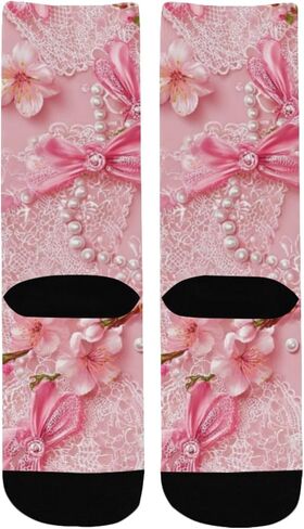 Lace Cherry Blossom Hiking Socks - Toddler Boys & Girls Warm Thick Thermal Winter Crew Socks for School, Daily Wear & Outdoor Activities in Saudi Arabia