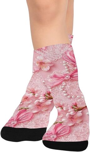 Lace Cherry Blossom Hiking Socks - Toddler Boys & Girls Warm Thick Thermal Winter Crew Socks for School, Daily Wear & Outdoor Activities in Saudi Arabia
