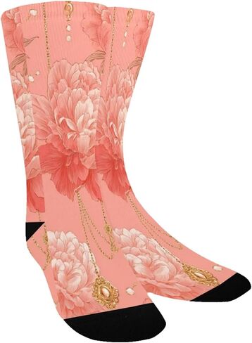 جوارب المشي لمسافات طويلة على شكل زهور الفاوانيا الفنية - جوارب شتوية حرارية سميكة دافئة للأطفال الصغار للأولاد والبنات للمدرسة، والارتداء اليومي والأنشطة الخارجية in Kuwait