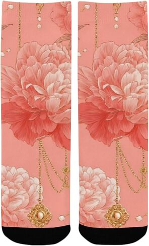 جوارب المشي لمسافات طويلة على شكل زهور الفاوانيا الفنية - جوارب شتوية حرارية سميكة دافئة للأطفال الصغار للأولاد والبنات للمدرسة، والارتداء اليومي والأنشطة الخارجية in Kuwait