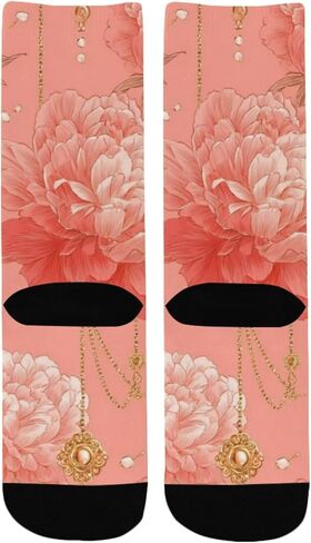 جوارب المشي لمسافات طويلة على شكل زهور الفاوانيا الفنية - جوارب شتوية حرارية سميكة دافئة للأطفال الصغار للأولاد والبنات للمدرسة، والارتداء اليومي والأنشطة الخارجية in Kuwait