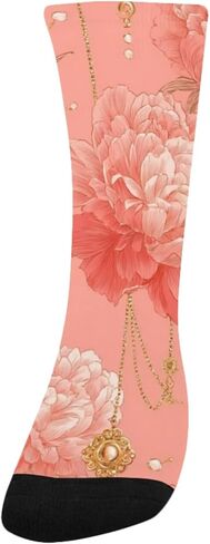 جوارب المشي لمسافات طويلة على شكل زهور الفاوانيا الفنية - جوارب شتوية حرارية سميكة دافئة للأطفال الصغار للأولاد والبنات للمدرسة، والارتداء اليومي والأنشطة الخارجية in Kuwait