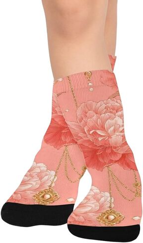 جوارب المشي لمسافات طويلة على شكل زهور الفاوانيا الفنية - جوارب شتوية حرارية سميكة دافئة للأطفال الصغار للأولاد والبنات للمدرسة، والارتداء اليومي والأنشطة الخارجية in Kuwait