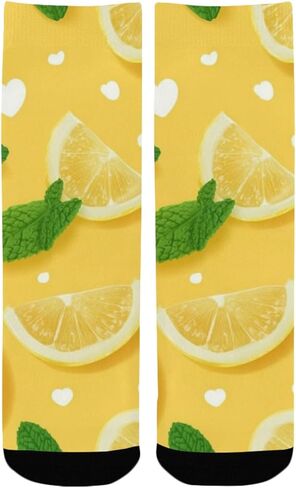جوارب المشي لمسافات طويلة على شكل قلوب الليمون والنعناع الأصفر - جوارب شتوية حرارية سميكة دافئة للأولاد والبنات الصغار للمدرسة، والارتداء اليومي والأنشطة الخارجية in Kuwait