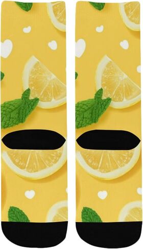 جوارب المشي لمسافات طويلة على شكل قلوب الليمون والنعناع الأصفر - جوارب شتوية حرارية سميكة دافئة للأولاد والبنات الصغار للمدرسة، والارتداء اليومي والأنشطة الخارجية in Kuwait