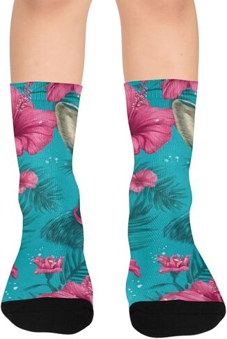 جوارب المشي لمسافات طويلة على شكل زهور زرقاء من الأرانب الاستوائية - جوارب شتوية سميكة دافئة للأولاد والبنات الصغار للمدرسة، والارتداء اليومي والأنشطة الخارجية in Saudi Arabia