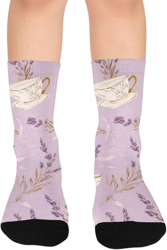 جوارب التنزه سيرًا على الأقدام لوقت الشاي باللافندر - جوارب شتوية حرارية سميكة دافئة للأطفال الصغار للأولاد والبنات للمدرسة، والارتداء اليومي والأنشطة الخارجية in Kuwait