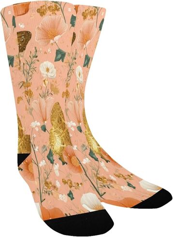 جوارب المشي لمسافات طويلة على شكل زهور الخوخ المرجاني - جوارب شتوية حرارية سميكة دافئة للأولاد والبنات للمدرسة، والارتداء اليومي والأنشطة الخارجية in Kuwait