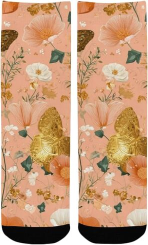 جوارب المشي لمسافات طويلة على شكل زهور الخوخ المرجاني - جوارب شتوية حرارية سميكة دافئة للأولاد والبنات للمدرسة، والارتداء اليومي والأنشطة الخارجية in Kuwait